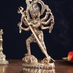 Pure Brass Mahishasur Mardini Durga Idol 8" | Intricate Craftsmanship | Victory of Good Over Evil | Timeless Sacred Piece | Home Temple Decor